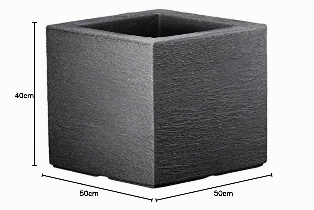Jelenia Plast Pflanztopf Kubus quadratisch anthrazit aus Kuststoff (50 x 50 cm)