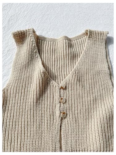 SweatyRocks Women's Button Front Sweater Vest Split V Neck Sleeveless Crop Knit Tops4
