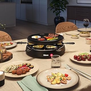 Raclette Tristar pour jusqu’à 6 Personnes, Avec 6 Poêlons et Zone Crêpe et Grill, Ø29 cm, 800 W, Noir, RA-2998