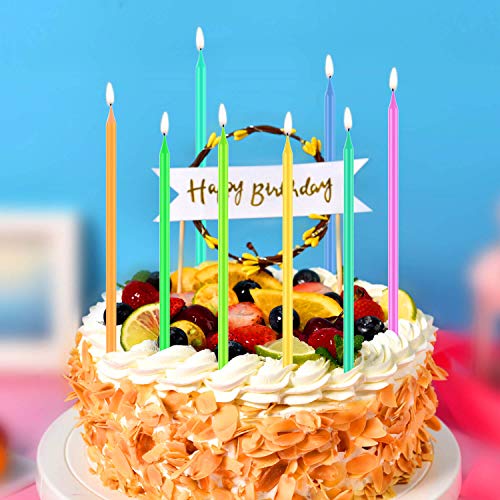 image for BEANLIEVE 20-Count Rainbow Birthday Candles - Colorful Birthday Candle