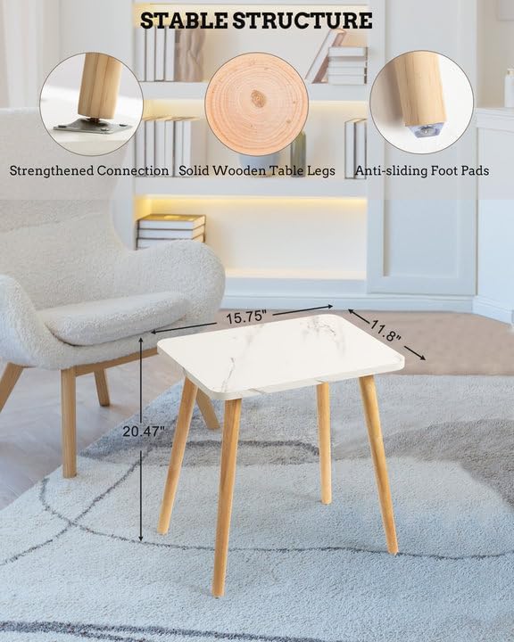 Miniatura 3 de FORAOFUR Mesa auxiliar pequeña, mesa auxiliar para sala de estar, dormitorio, balcón, oficina, mesita de noche moderna, decoración del hogar, mesa