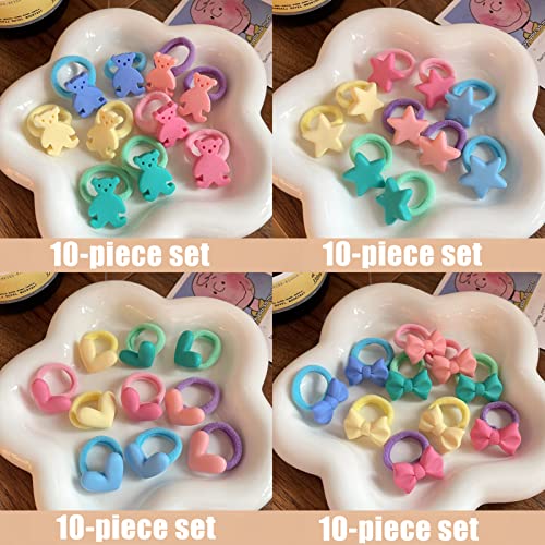 90Pcs Cotton Toddler Hair Ties, Baby Coloured Hair Ties，Animal Shaped Hair Rope，Bow Tie Heart Hair　Accessories For Girls ，Kids Seamless Hair Bands，Girls Elastic Ponytail Holders  #TOP6