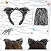 XEPST 7Pcs Animal Wolf Costume Set,Wolf Ears and Tail Costume Set with Furry Wolf Headband Fluffy Wolf Paws Wolf Tail Wolf Mask for Animal Costume Cosplay Birthday Halloween Fancy Dress Party Supplies