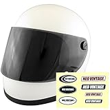 NEO VINTAGE レトロ族ヘルタイプ フルフェイス SG規格品 ステッカー付 [ホワイト×ダークスモークシールド 白 Mサイズ:57-58cm対応] VT-7 バイクヘルメット