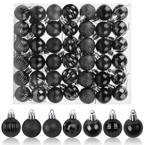 Aitsite 42 PCS Palline di Natale Nero, 3cm Palle di Natale Decorazioni Albero di Natale Infrangibili, Set Palline Albero di Natale per L'albero di Natale Decorazione per La Casa