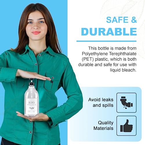 The Farmhouse Room Inc. Bleach Dispenser For Laundry Room - Pump Bottle Dispenser For Liquid Bleach - Bpa Free & Pet Plastic 1/2 Gallon Soap Dispenser - Waterproof Label Bleach Bottle For 64Oz #TOP2