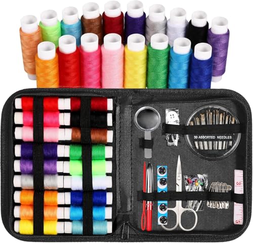 Image of Styllent 85 PCS Sewing Kit, Portable Sewing kit Box Sewing Supplies Accessories with 18Pcs Thread Spools, Scissors, Thread Needles,Tape Measure for DIY, Adults, Beginners, Emergency, Travel, Home