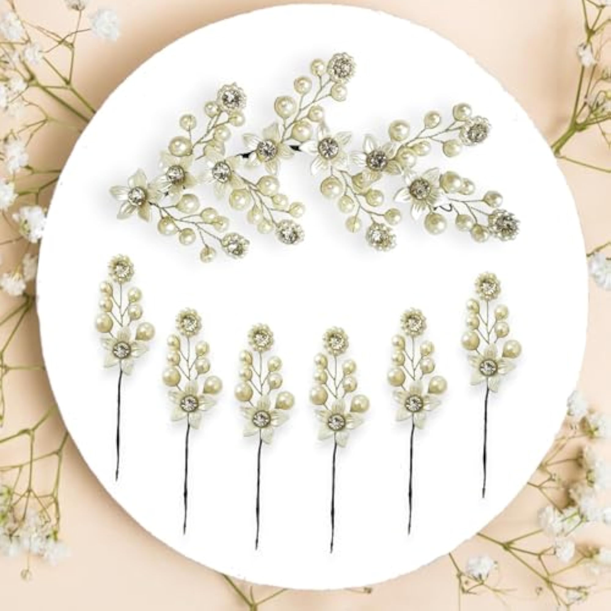 Floral Bridal Brooch & Pin, Stylish Juda Bun Accessory