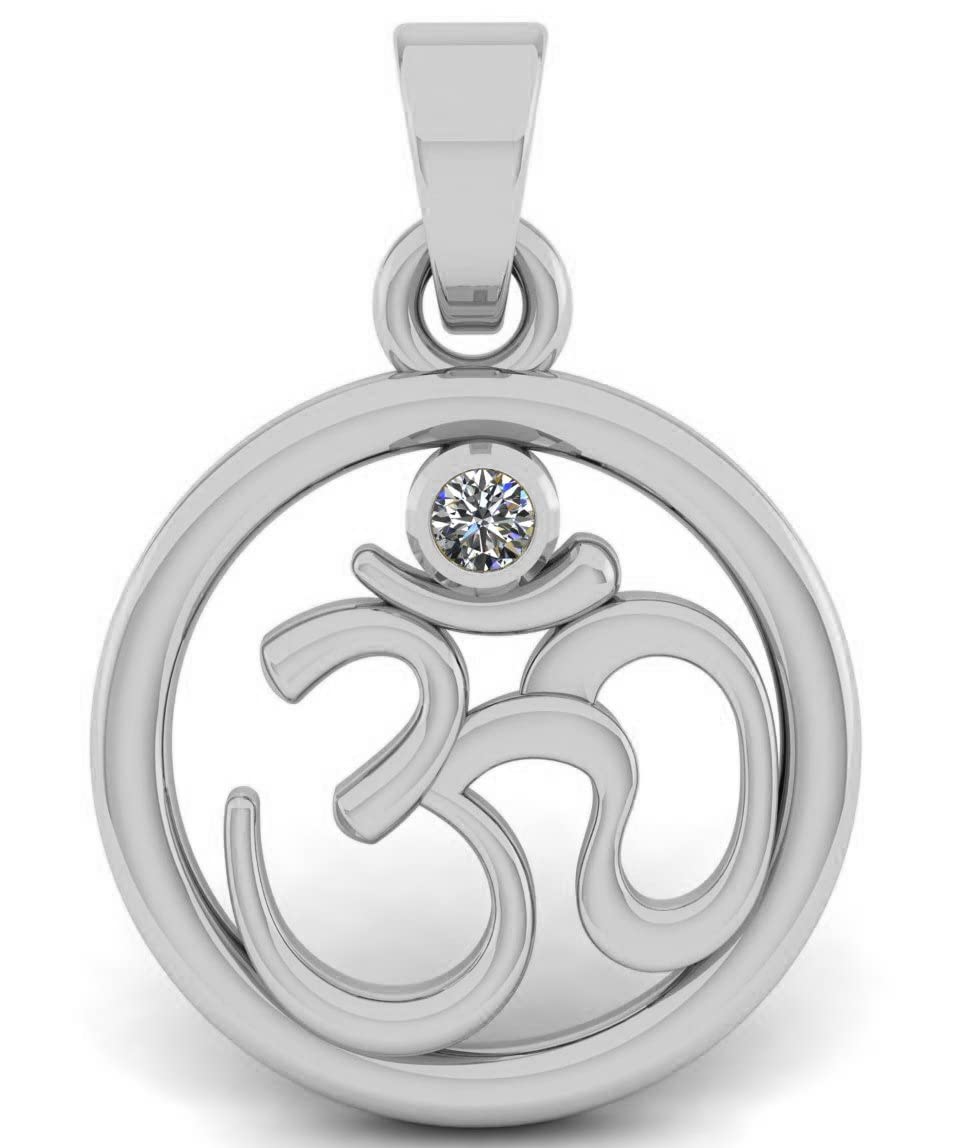 LMDLACHAMA Om God Pendant American Diamond Silver For Men And Women's