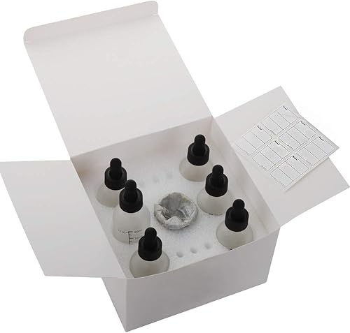 Miniatura 5 de 6 botellas cuentagotas de vidrio esmerilado blanco de 2.0 fl oz, botellas rellenables, botella dispensadora con gotero para ojos, pipetas para