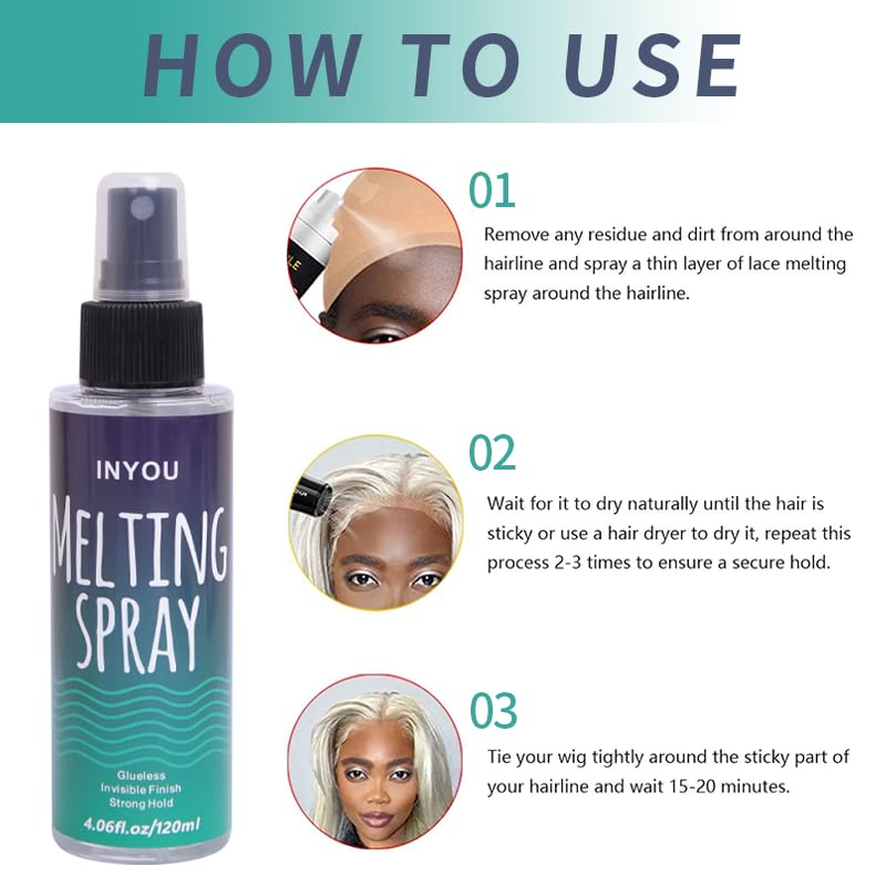 Miniatura 7 de Generic Spray de fusión de encaje y spray de sujeción, spray de fusión de sujeción extra para pelucas de encaje, spray de fusión de peluca, fuerte