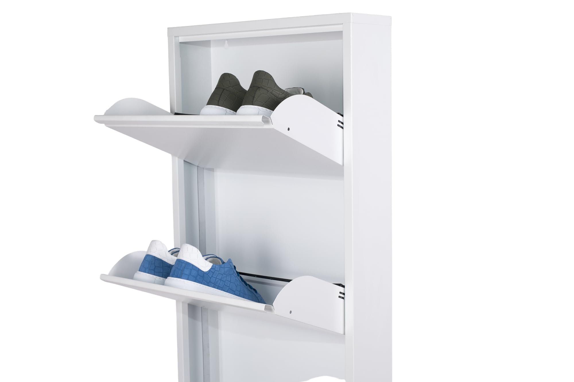 GENTILIN DESIGN Scarpiera Salvaspazio Slim 5 Ante, Portascarpe a Ribalta in Metallo Bianca, Già Montata, Interni/Esterni, P 13,5 x L 50 x H 170 cm