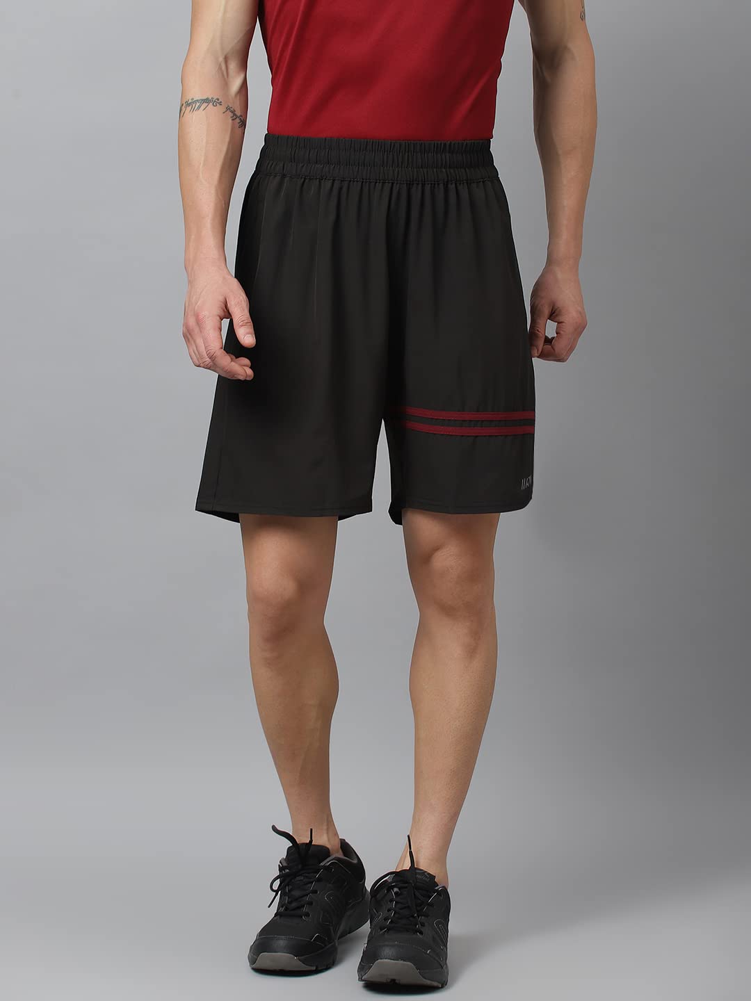 ATICX Polyester Shorts for Men - Quick Dry Lightweight with Zipper Pockets - Gym, Running, Jogging, Training Half Pants for Basketball, Swimming, Badminton, Outdoor & Home Wear, Signature Black, XXL - Image 3 thumbnail