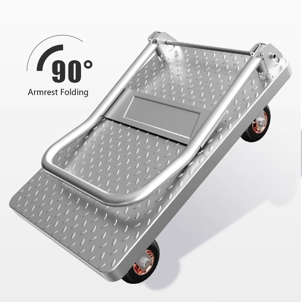 Camión con ruedas plegable Carro de placa de acero, carro de carga, transportador, carro de plataforma plana for el hogar, remolque portátil, carro pequeño plegable, carro tirado a mano Carro de plata