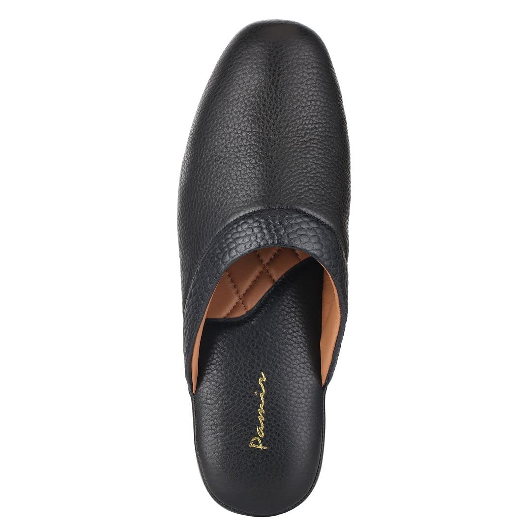 PAMIR Pantuflas de piel texturizada de primera calidad para hombre con espuma viscoelástica