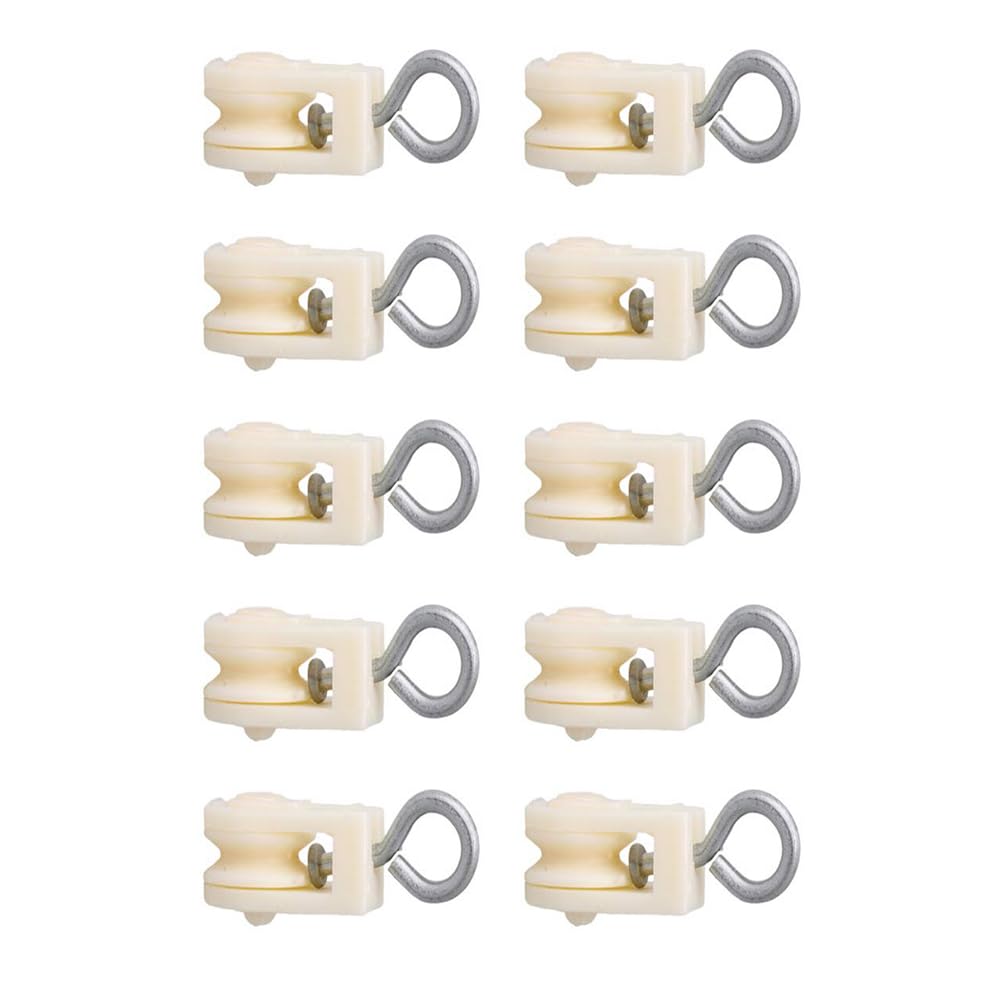 TopHomer 10 Packs Plastic Hanging Pulley with Stainless Steel 360 Degree Rotation Hook for Rope Cable Indoor & Outdoor Use