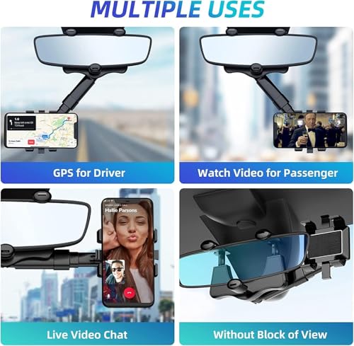 Image of Octopus Rearview Mirror Phone Holder for Car Rotatable and Retractable Multifunctional 360, Pro Clip Car Mirror Mount Bracket