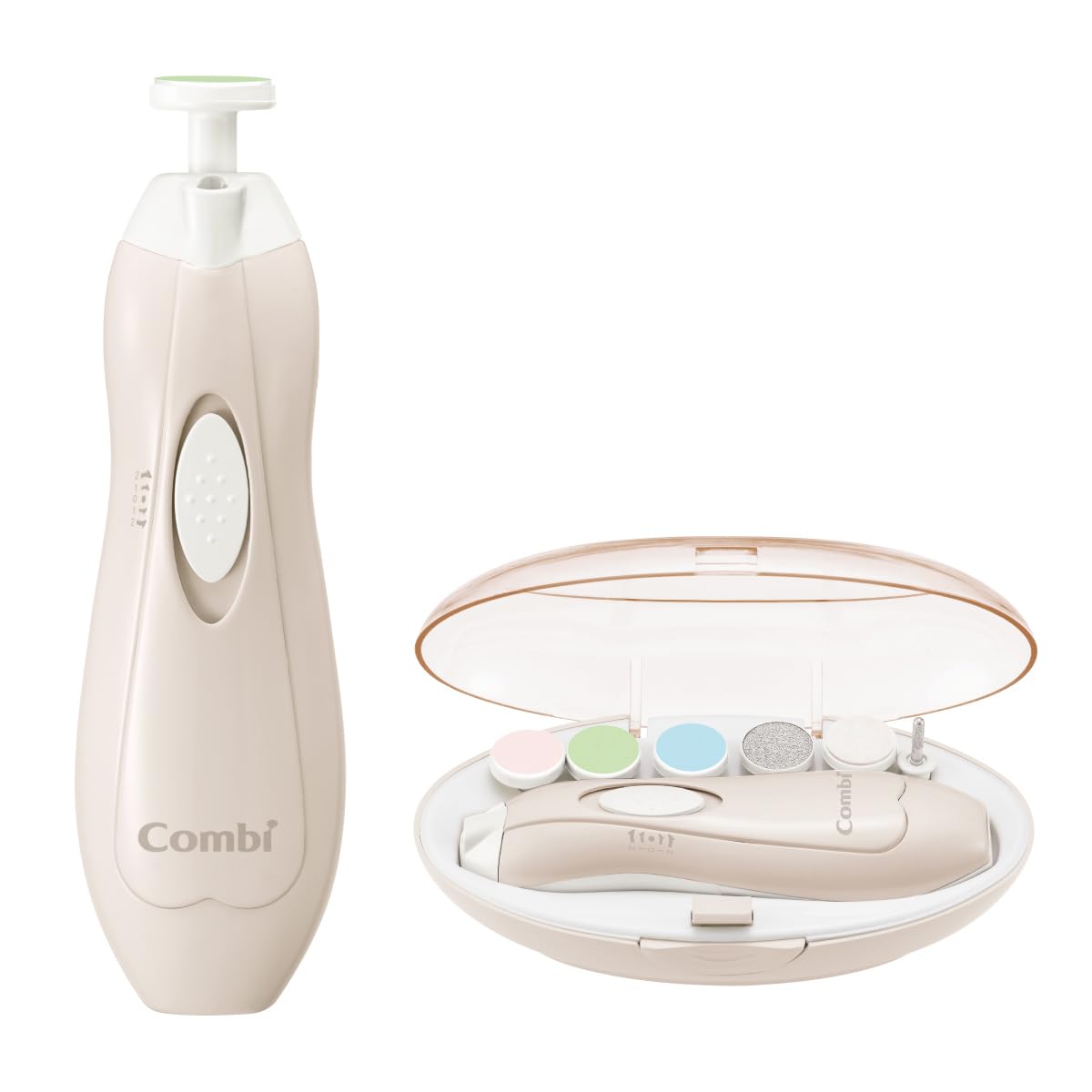 Combi Baby and Mom Nail Care Set, Cotton Beige with 6 Attachments