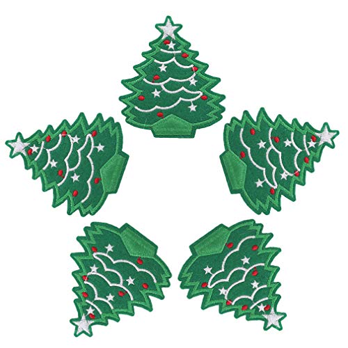 CAVIVIUK 100 parches de Navidad para árbol de Navidad, Papá Noel, muñeco de nieve, alce, calcetín de hierro, bordado para decoración de camisetas, abrigos, vaqueros, árbol de Navidad Cover