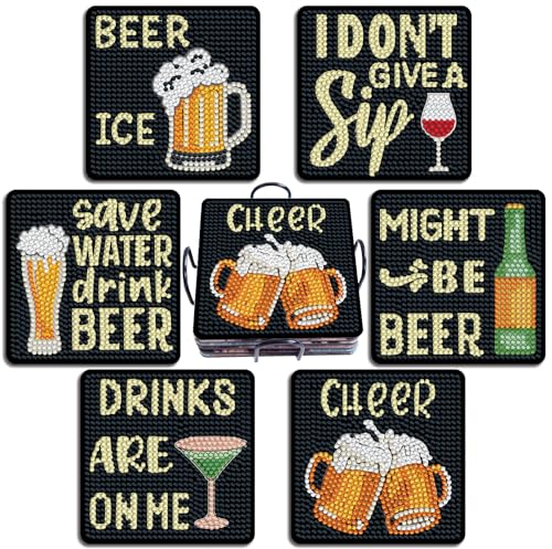 Image of Nilyzit DIY Beer Coaster Diamond Painting Coasters Kits for Adults Small Diamond Art Kits Diamond dotz Kits for Adults Clearance adults