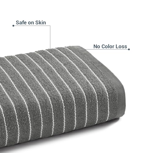 Image of Welspun 2-in-1 Towels for Bath Large Size | 100% Cotton Bath Towel | 250 GSM | High Absorbency & Quick Dry | Soft Feel | Bath Towel for Men & Women | 70 x 150 cm | Gunmetal Grey