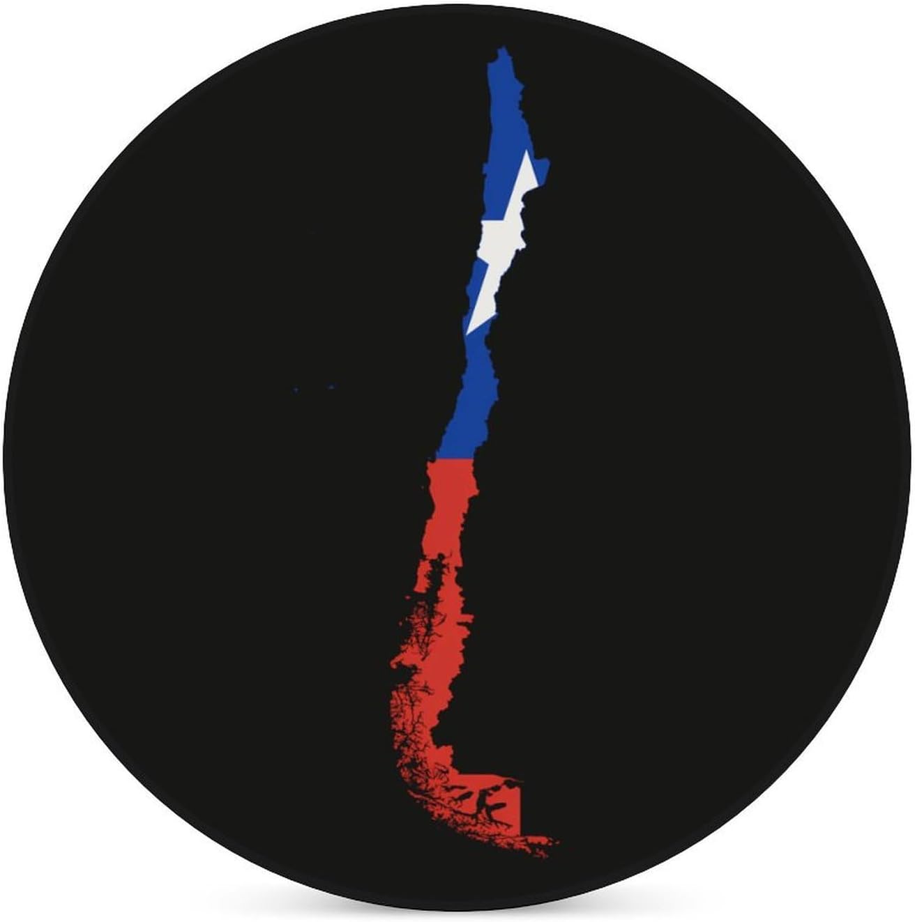Flag Map of Chile Round Ceramic Coasters for Drinks Absorbent Cup Holder Tabletop Protector with Cork Base