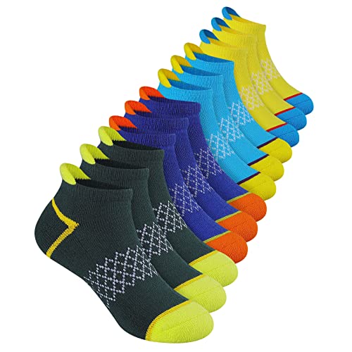 12-Pairs-Boys-Socks-Athletic-Ankle Half Cushioned Socks Sports Cotton Socks For Big Little Kids #TOP7