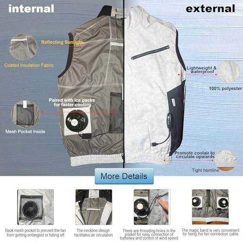 Cooling Vest for Men and Women with Air Conditioning Fans，Water-resistant Surface Lightweight Quick Dry with UV Protection4