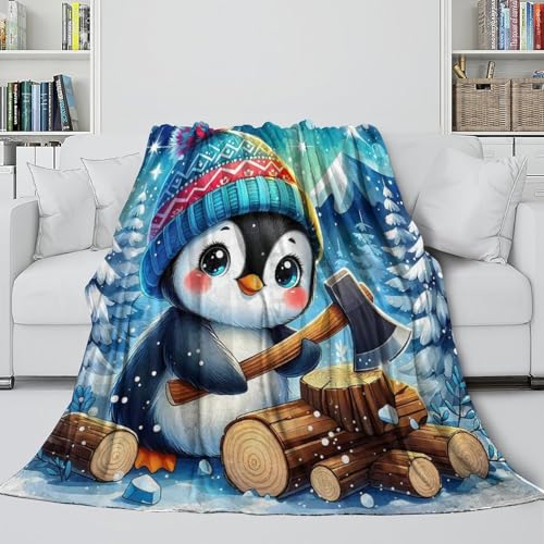 Couverture pingouin microfibre de qualite superieure dessus de canape doux - 5