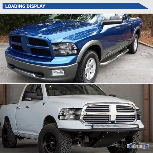 Image of oEdRo Headlights Assembly Compatible with 2009-2018 Dodge Ram 1500 /10-18 Dodge Ram 2500 3500 /19-22 Ram 1500 Classic Headlamp Replacement Black Housing Clear Reflector Clear Lens (Quad Models Only)