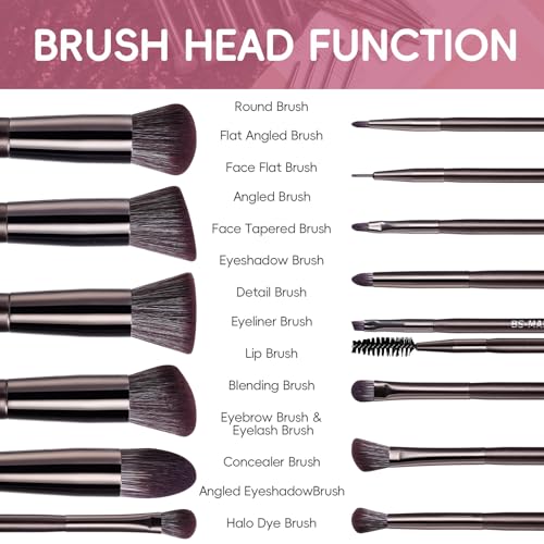 Image of BS-MALL 14 Pcs Professional Makeup Brushes Set with Travel-friendly Case - Perfect for Eyeshadow Brush & Foundation Brush for Liquid Makeup - Gift for Daily Use & Multi Purpose Application
