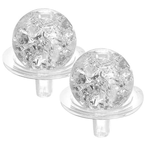 SUPVOX - SUPVOX Crackled Glass Bubble Ball Set with Stands, 2.75 Inch Decorative Globe for DIY Rockery, Indoor Fountain, and Fish Tank Accessories (2 Balls + 2 Stands)