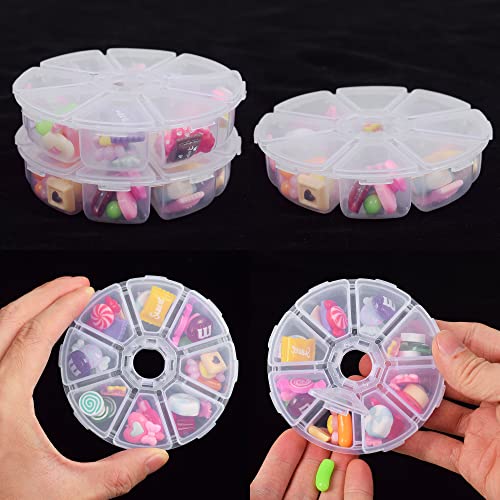 Image of 4 Pcs 8 Grids Plastic Storage Organizers Round Clear Bead Organizer Nail Art DIY Crafts Storage Container