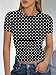 Trendy Queen Womens Short Sleeve T Shirts Summer 2026 Crop Tops Basic Slim Fit Gym Workout Y2k Clothes Black Dots S