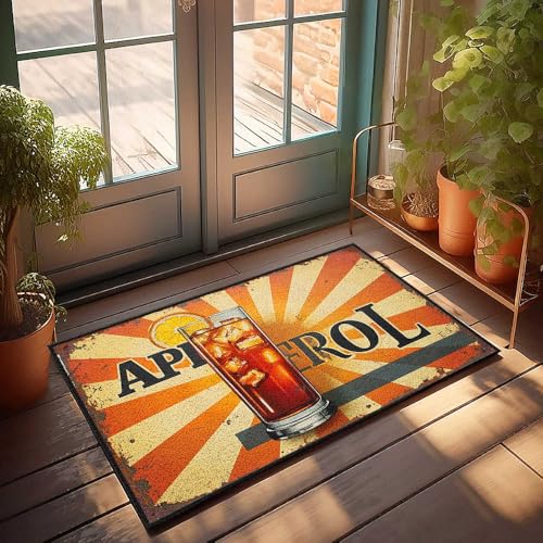 CTDF Tapis de cuisine d'automne pour le sol Campari Spritz : une recette de cocktail italienne rafraîchissante, décoration amusante pour bar, décoration de...