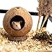 Hamster Hideout Wooden House Coconut Hut Hamster House Bed for Dwarf Gerbil Mouse Mice Rat Small Animals Reptiles