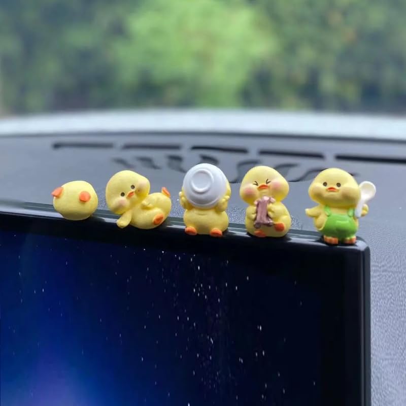 5 Pcs Cute Car Dashboard Accessories - Funny Duck Car Rear View Mirror Accessories for Women Girls Dashboard Home Garden Office Decorations