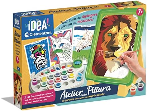 Clementoni- Idea-Atelier Set Dipingere con I Numeri-Lavagna con Cavalletto Pittura, Kit Arte Bambini 7 Anni-Made in Italy, Multicolore, 18677
