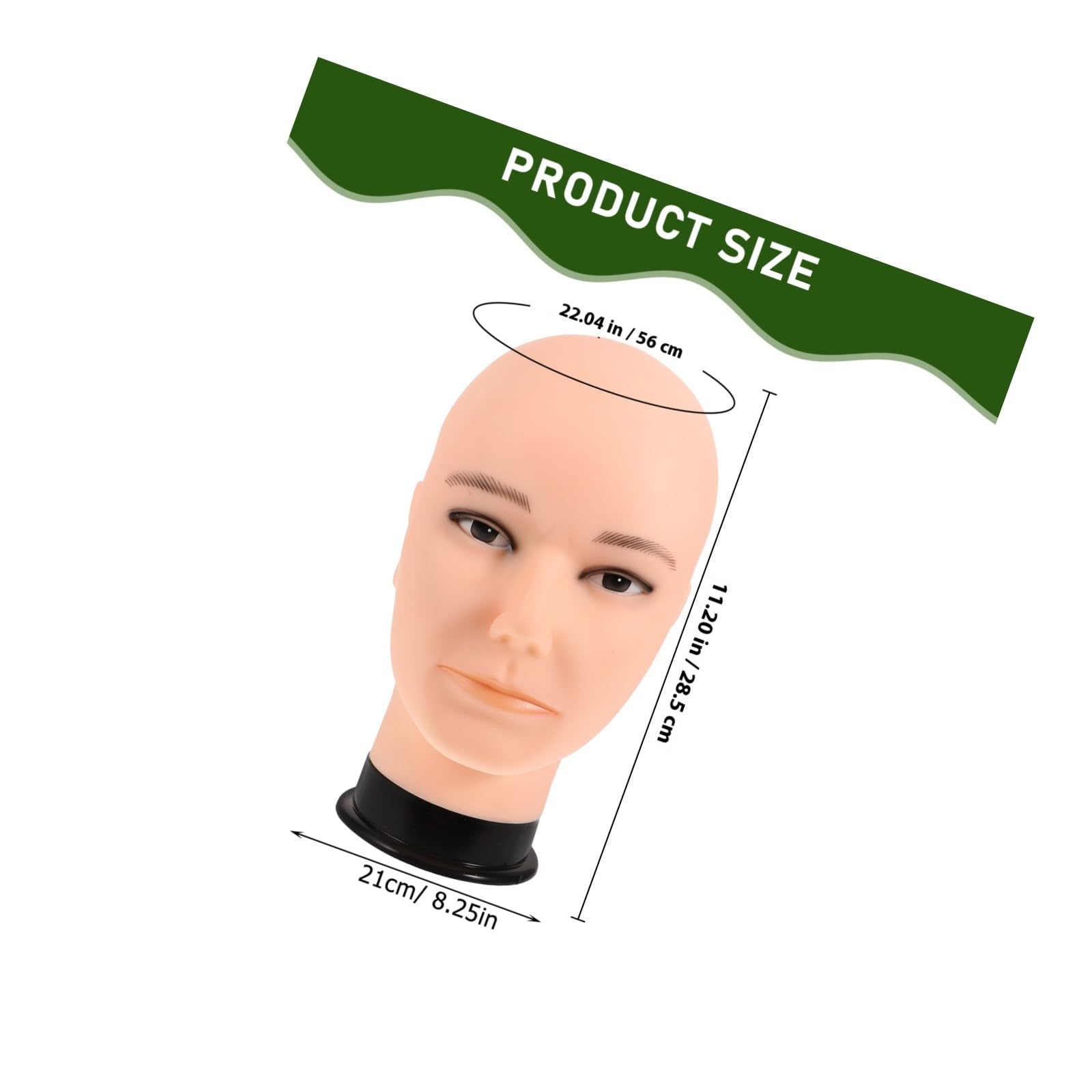 STOBAZA Manichino per Parrucca in PVC, Superficie Liscia, per Acconciature e Supporto Cappelli, 56 CM, per Esposizione