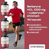 OnEnergy Berberyna HCL 1000 mg - z piperyną i chromem - 180 kapsułek roślinnych - Naturalny wyciąg z berberis aristata - Wspomaga poziom cukru we krwi i metabolizm makroskładników odżywczych