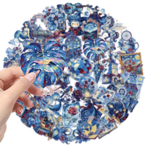 Image of 50 Pieces Natura Themed Transparent Stickers for Scrapbooking, Self-Adhesive Scrapbooking Stickers Supplies Journal Stuffers for Adult Card Making Letters DIY (Blue)