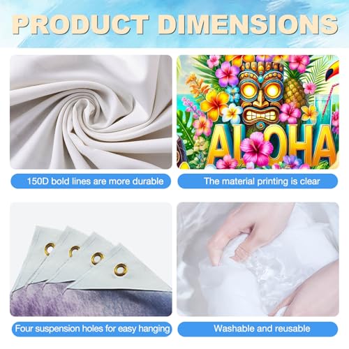 Image of BlissYard Aloha Banner 71 x 43 Inch Hawaiian Luau Backdrop Tiki Mask Flamingo Toucan Tropical Beach Summer Party Decorations Photo Booth Background Wall Decor