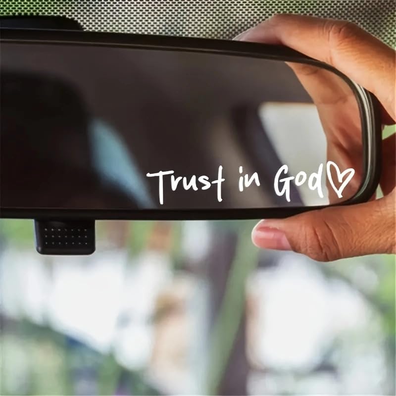 4Pcs,Car Accessories Trust in God Rearview Mirror Sticker,Auto Stickers and Decals Decorative Decals, Adhesive Vehicle Decor Accessories, Automotive Exterior Embellishments (White)