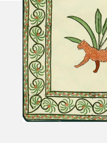 Image of Cheetah Hand Block Printed Cushion Cover Set | Cushions Cover for Home & Office | 100% Cotton Fabric | Size - 16 x 16 Inches | Pack of 2 Cushion Covers | Color - White
