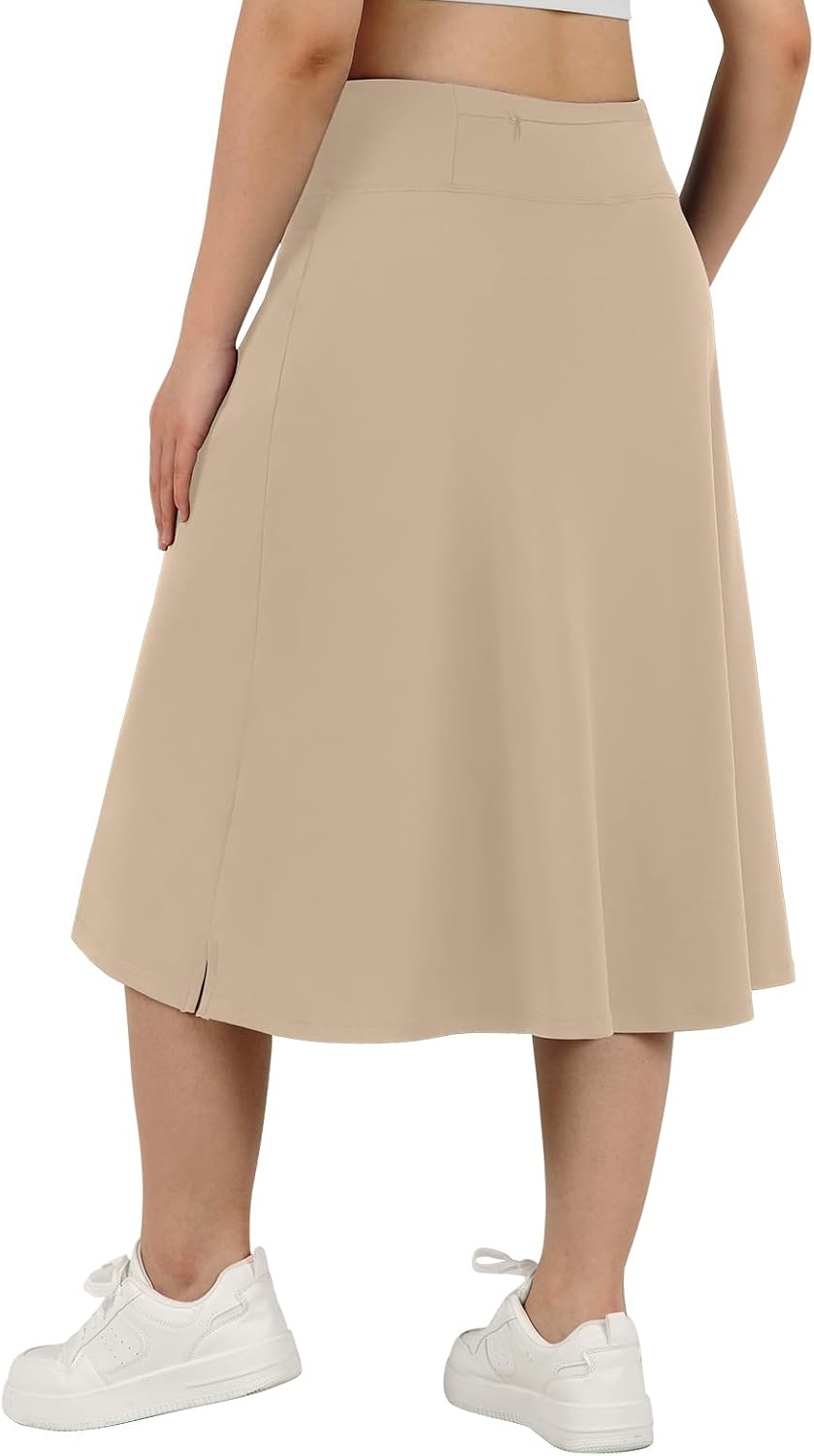 ANIVIVO Women's Skorts Knee Length, Modest Long Skort Athletic Sports Casual Skirt with High Waisted Pockets - Image 2