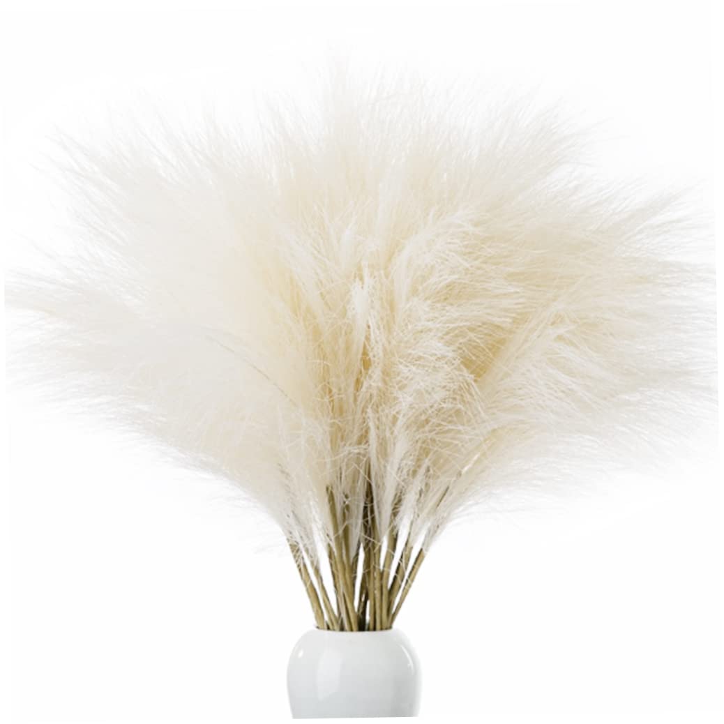 Hintyne Artificial Pampas Grass Plant Faux Pampas Grass Large Decor Artificial Fluffy for Room Decor 6PCS 45cm White