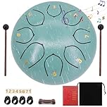 Audasi Steel Tongue Drum - 6 Inch, 8 Note Rain Drum for Outdoor Music, Meditation, Yoga & Zen Gifts - Moss Blue