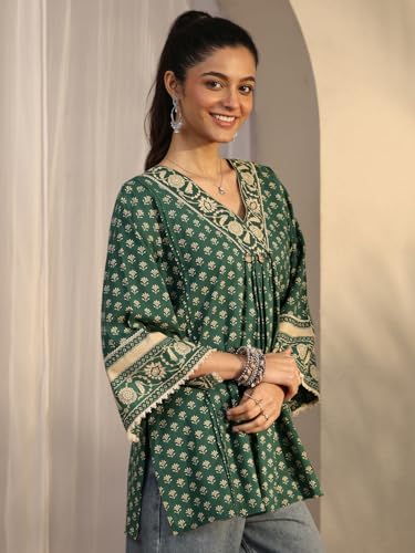 Image of Libas Printed Cotton A-Line Kurti for Women