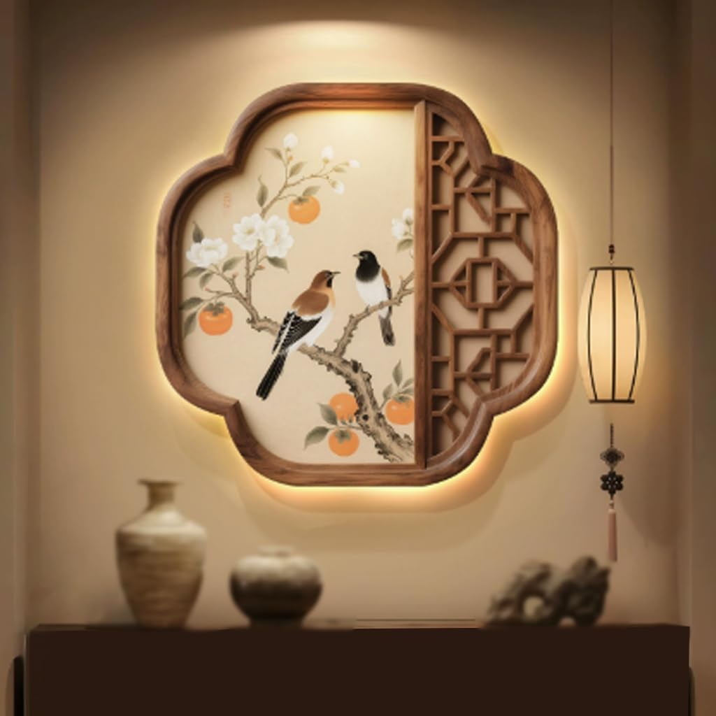Weiwehome 3D LED Wall Art, Chinese Zen Landscape, Crystal Porcelain Decor