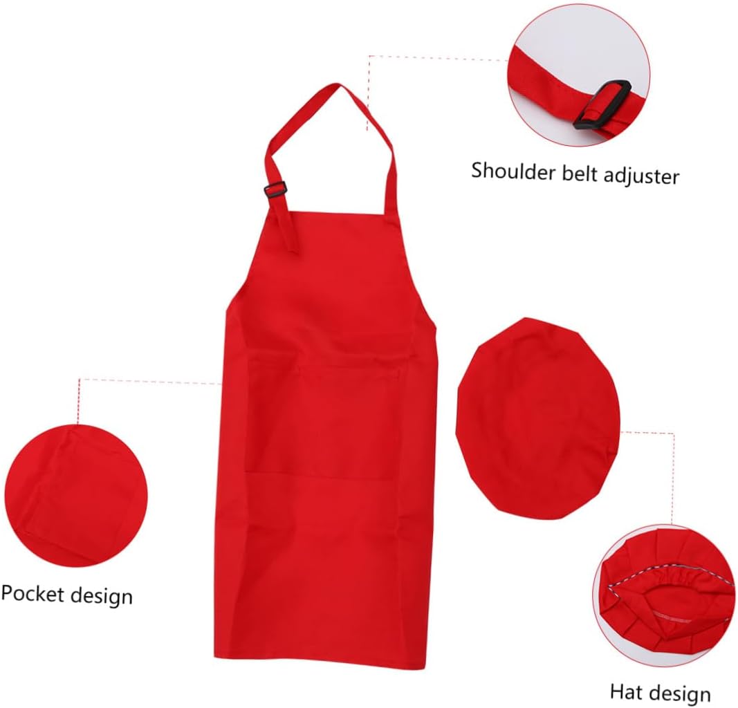 BESPORTBLE Painting Apron and Artist Hat Set for Ages 7-12, 8pcs Art Smocks in Blue, Red, Black, and White, Craft Protective Aprons for School Art Activities
